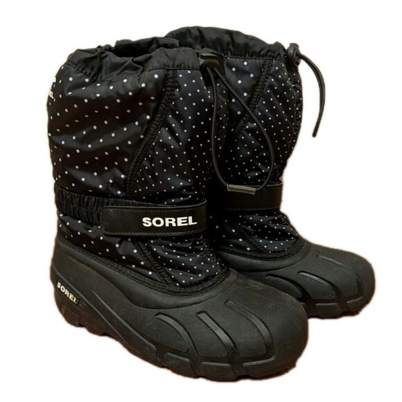 Sorel Kids Black and White Polka Dot Boots - Picture 1 of 12